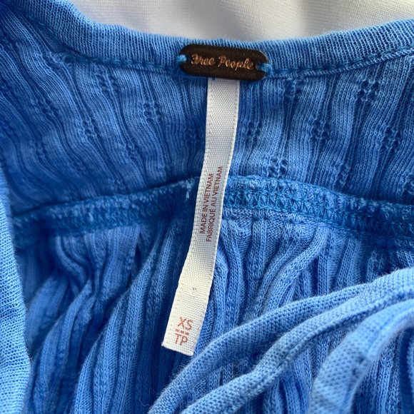Free People (XS) Blue,Round Neck with Tie Back, Long Sleeve, 100% Cotton - Picture 5 of 7